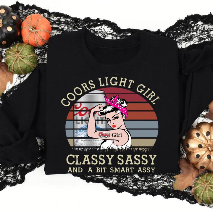 Beer Coors Light girl classy sassy and a bit smart assy vintage t-shirt