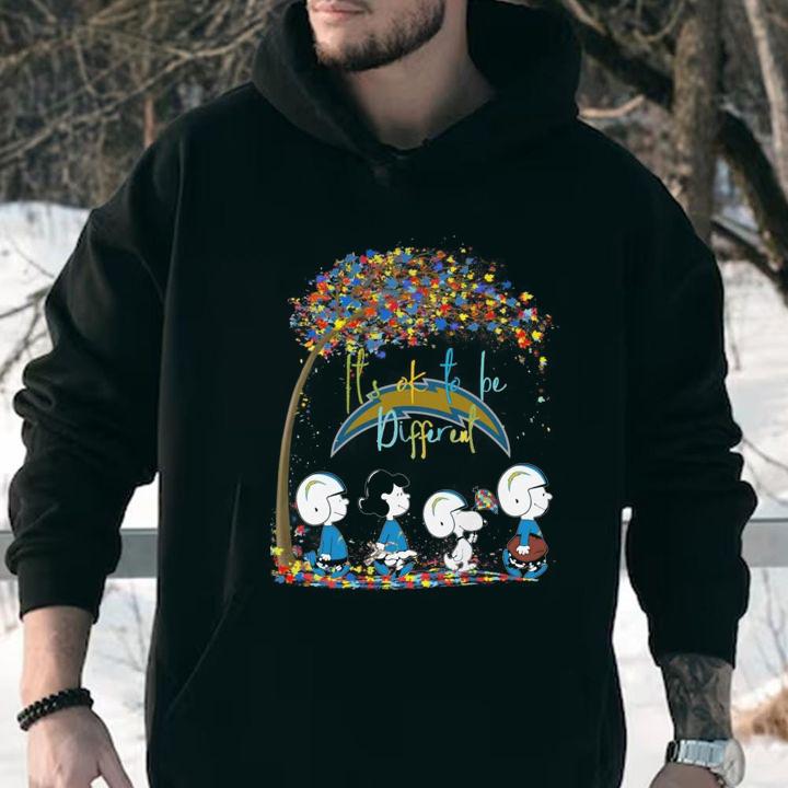 Los Angeles Chargers Peanuts Snoopy Autism Awareness its ok to be different t-shirt