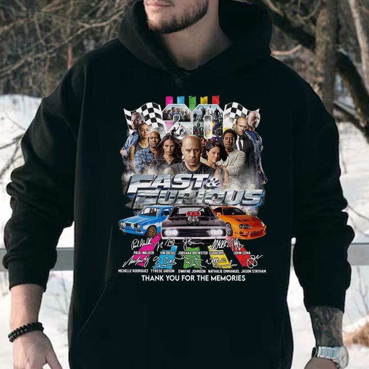 Official 2021 Fast and Furious signatures thank you for the memories t-shirt