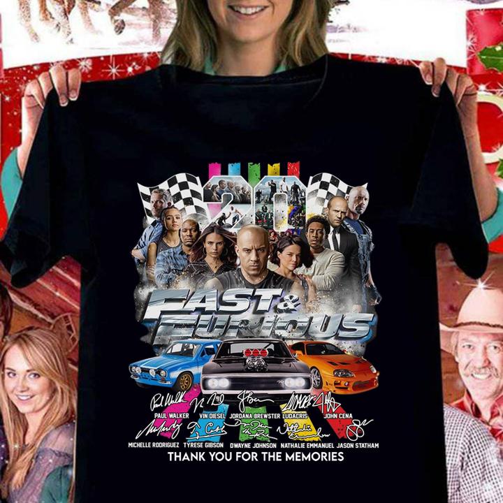 Official 2021 Fast and Furious signatures thank you for the memories t-shirt