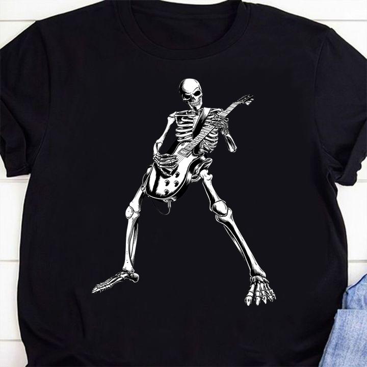 Pretty skeleton playing guitar electric Acoustic Classical t-shirt 1 Clothing, Independencedayshirt News