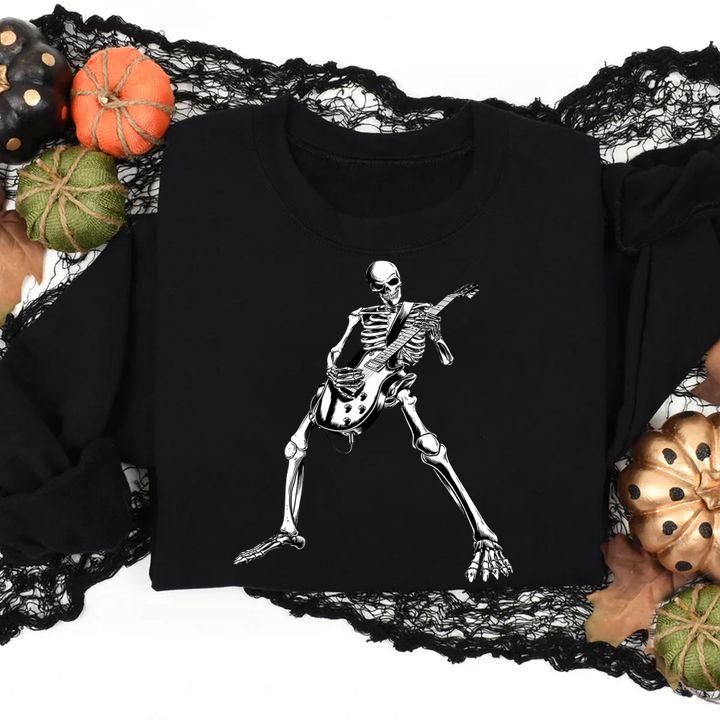 Pretty skeleton playing guitar electric Acoustic Classical t-shirt