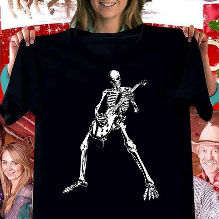 Pretty skeleton playing guitar electric Acoustic Classical t-shirt