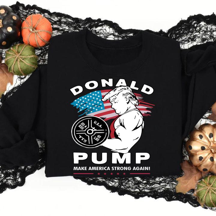 Donald Trump Weightlifting Pump Make American String Again t-shirt