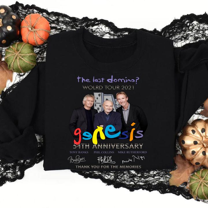2021 Genesis Band The Last Domino World Tour 54th Anniversary Signatures Thank You For The Memories t-shirt