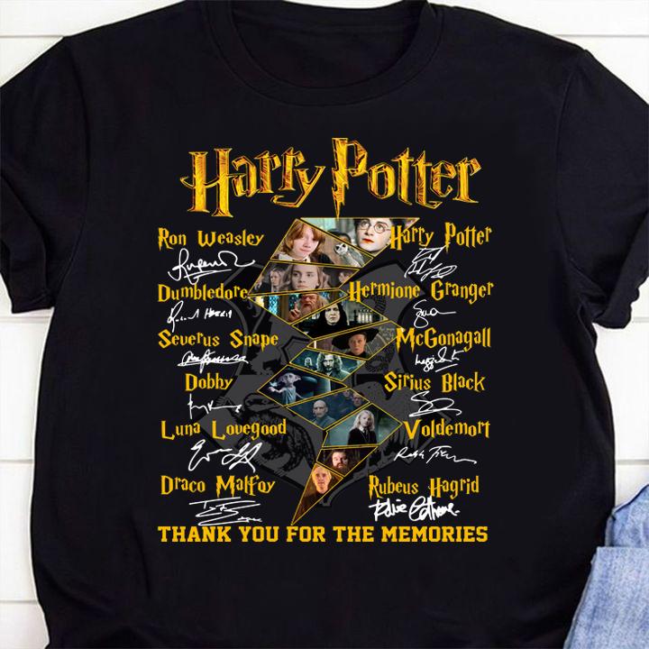Harry Potter All Signatures Characters Thank You For The Memories Signatures t-shirt 1