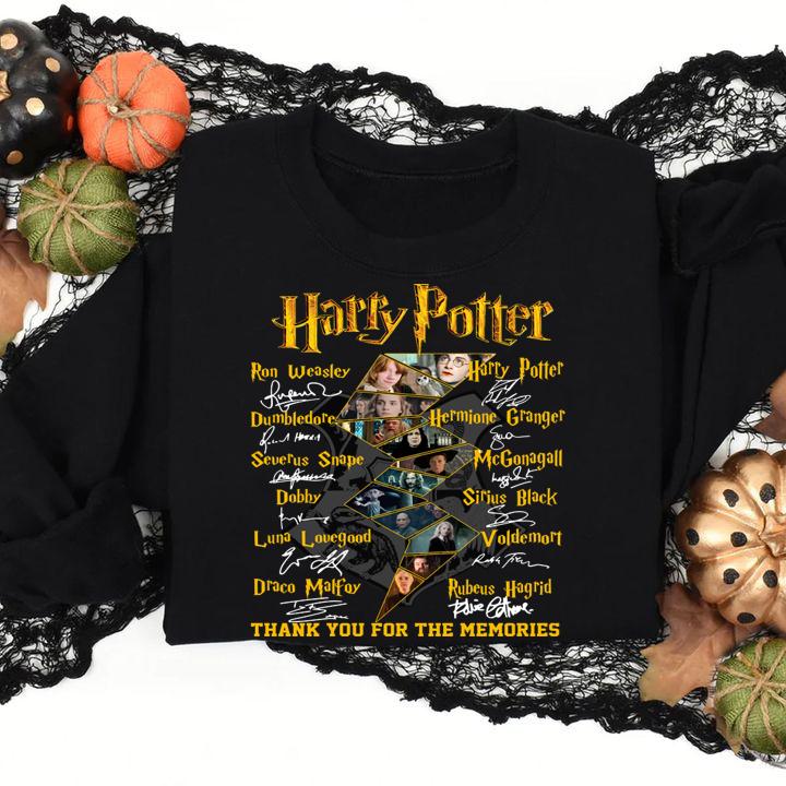 Harry Potter All Signatures Characters Thank You For The Memories Signatures t-shirt