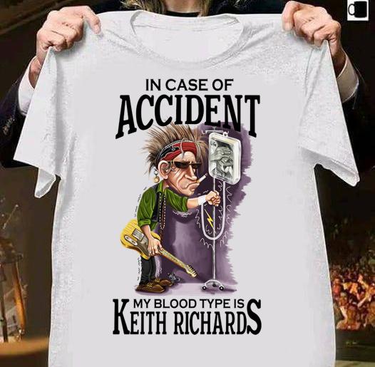 The Rolling Stones in case of accident my blood type is Keith Richards t-shirt 1