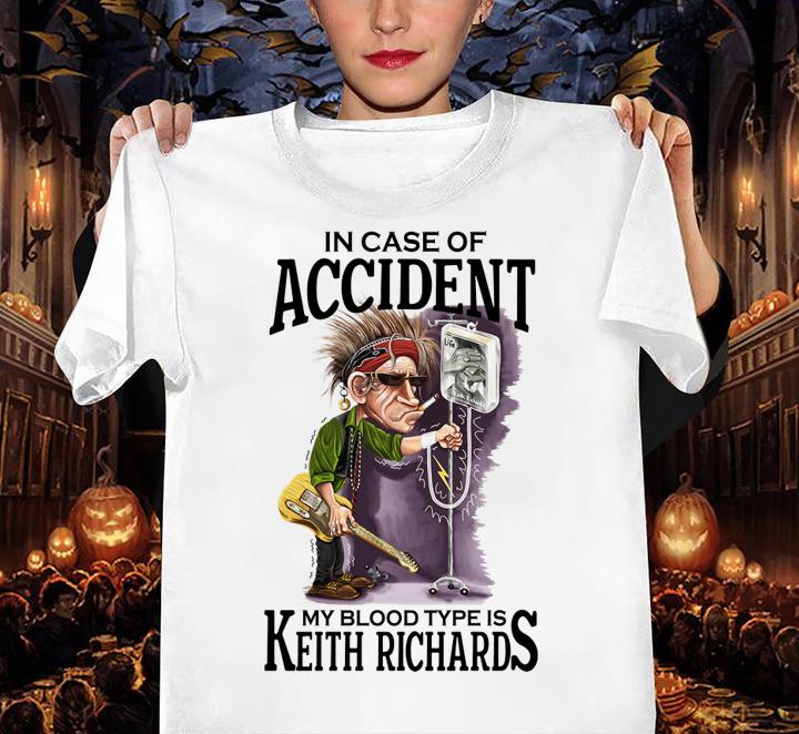 The Rolling Stones in case of accident my blood type is Keith Richards t-shirt