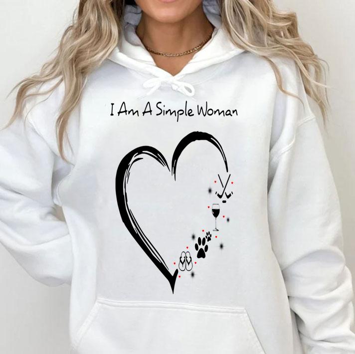I am a simple woman i love flip flop paw dog wine glass hockey t-shirt