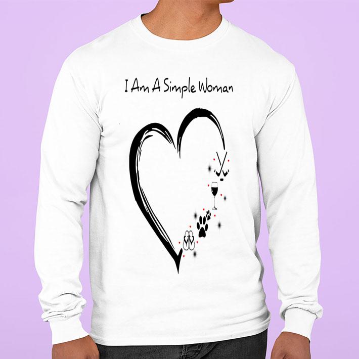 I am a simple woman i love flip flop paw dog wine glass hockey t-shirt