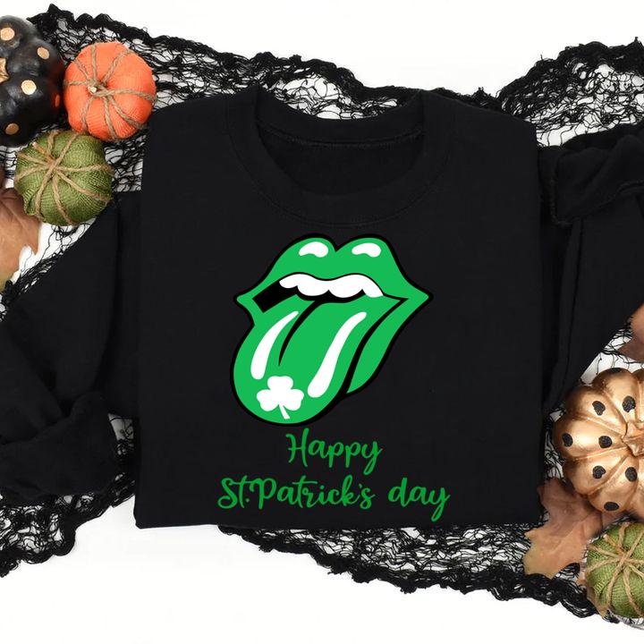 Rolling Stones logo shamrock Happy St. Patrick's day t-shirt