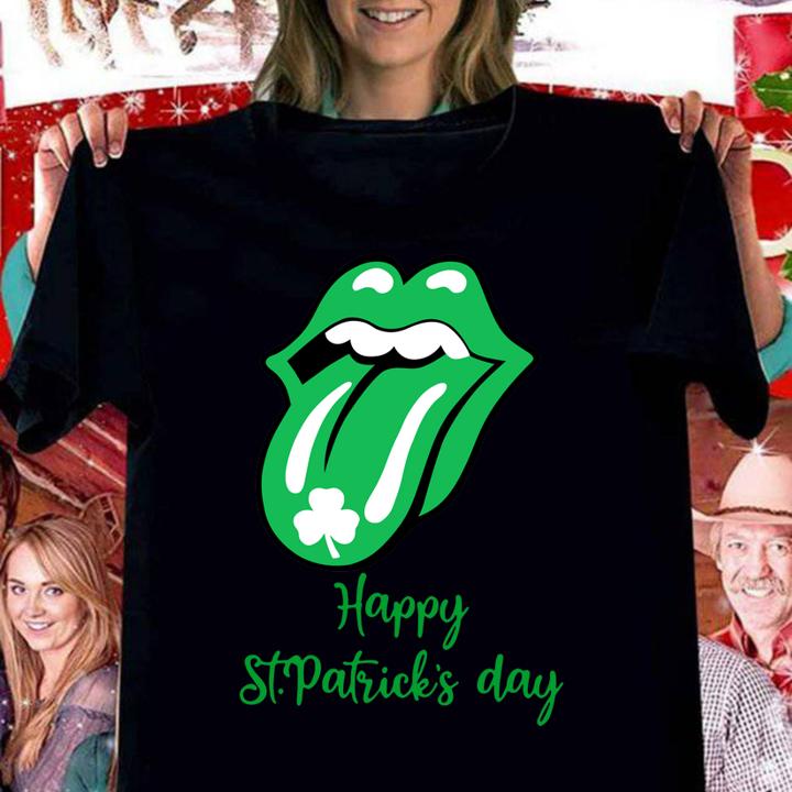 Rolling Stones logo shamrock Happy St. Patrick's day t-shirt