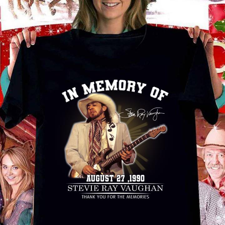 Stevie Ray Vaughan In memory of august 27 1920 signature thank you for the memories t-shirt