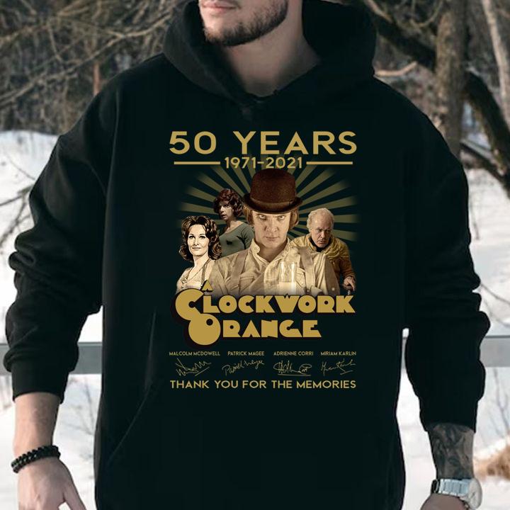 A Clockwork Orange 50 years 1971-2021 signatures thank you for the memories t-shirt