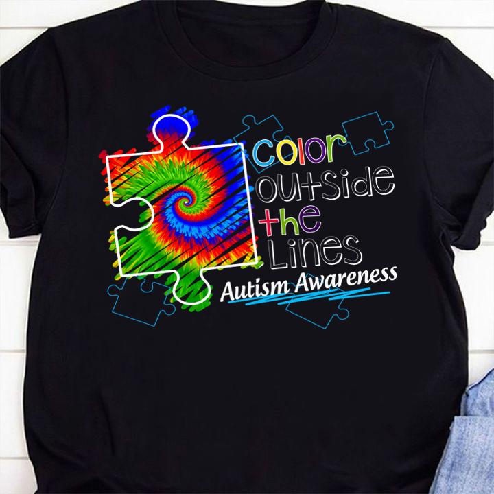 Color Outside The Lines Autism Awareness Hippie t-shirt 7