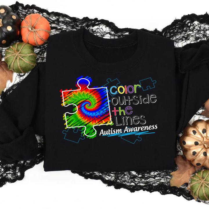 Color Outside The Lines Autism Awareness Hippie t-shirt