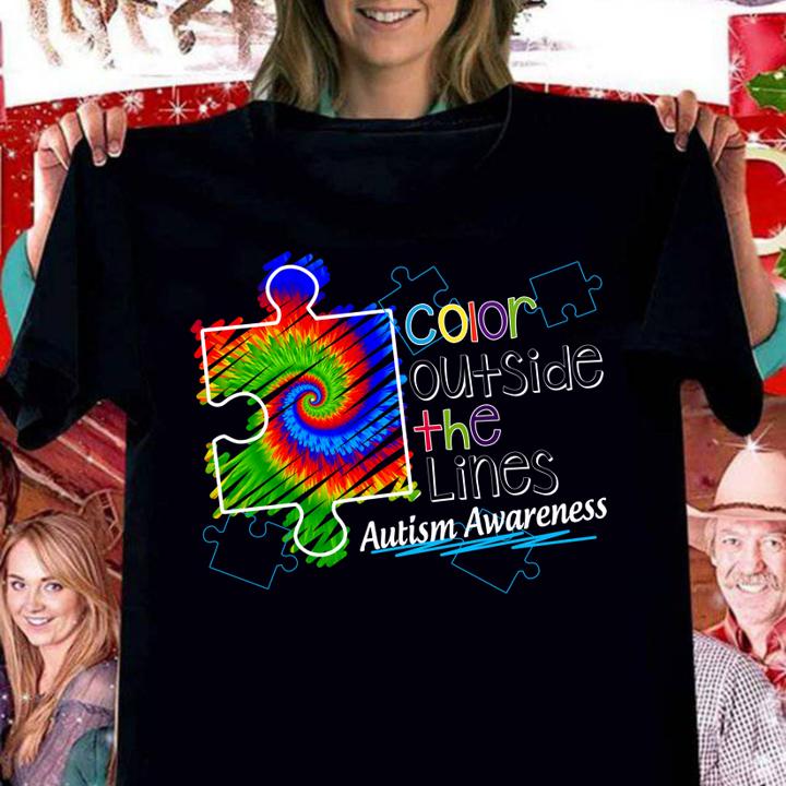Color Outside The Lines Autism Awareness Hippie t-shirt