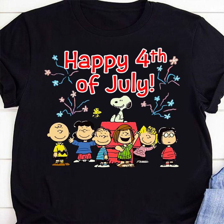 Peanuts all character Happy 4th of july t-shirt 1