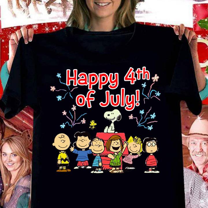 Peanuts all character Happy 4th of july t-shirt