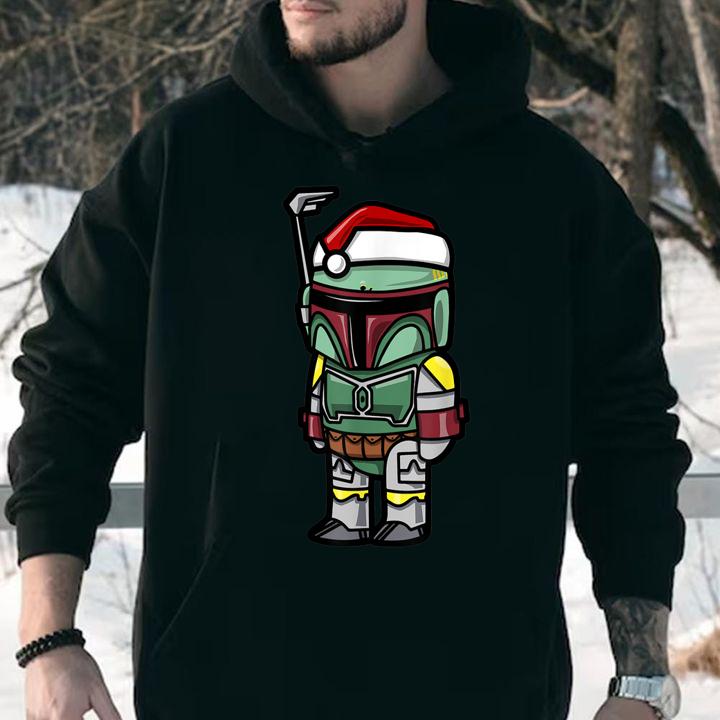 Star Wars Boba Fett Santa Hat Cartoon Christmas t-shirt