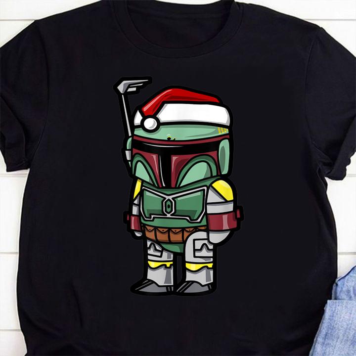 Star Wars Boba Fett Santa Hat Cartoon Christmas t-shirt 9