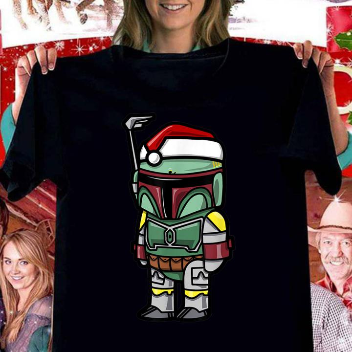Star Wars Boba Fett Santa Hat Cartoon Christmas t-shirt