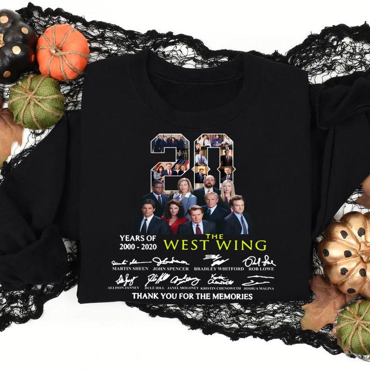 20 Years Of 2000 2020 The West Wing Thank You For The Memories Signatures t-shirt