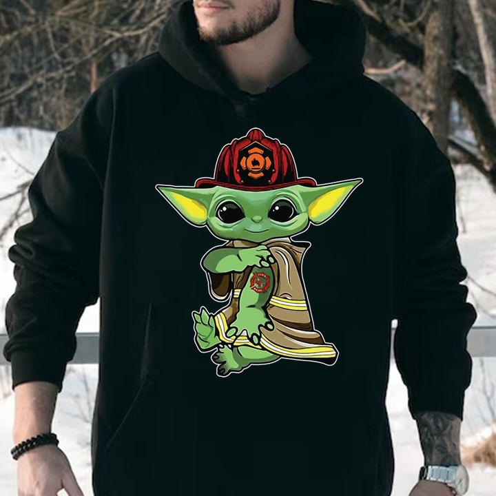 Baby Yoda Tattoo Firefighter t-shirt