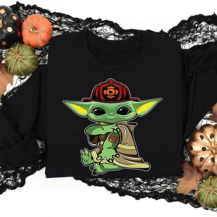 Baby Yoda Tattoo Firefighter t-shirt