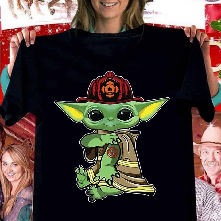 Baby Yoda Tattoo Firefighter t-shirt