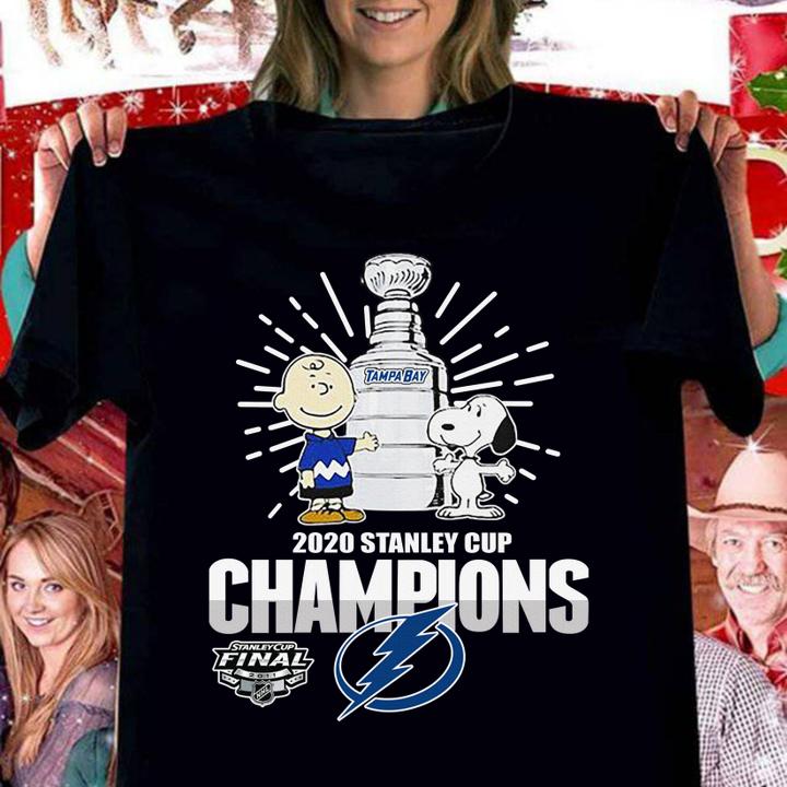 Charlie Brown And Snoopy Tampa Bay Lightning 2020 Stanley Cup Champions t-shirt