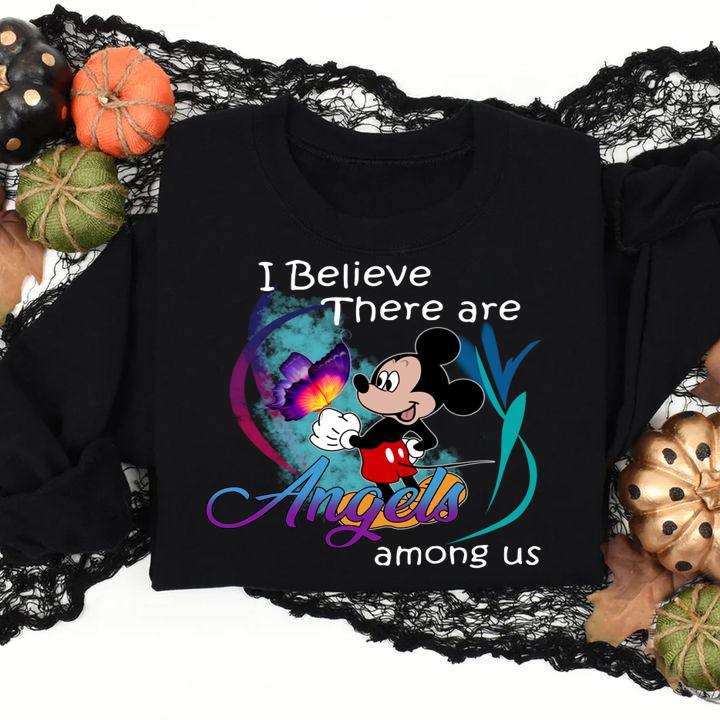 Funny Disney Mickey mouse i believe there are angels among us t-shirt