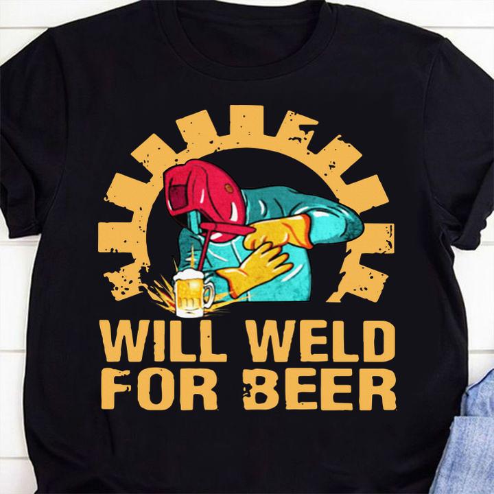 Official Will Weld For Beer Welder t-shirt 9