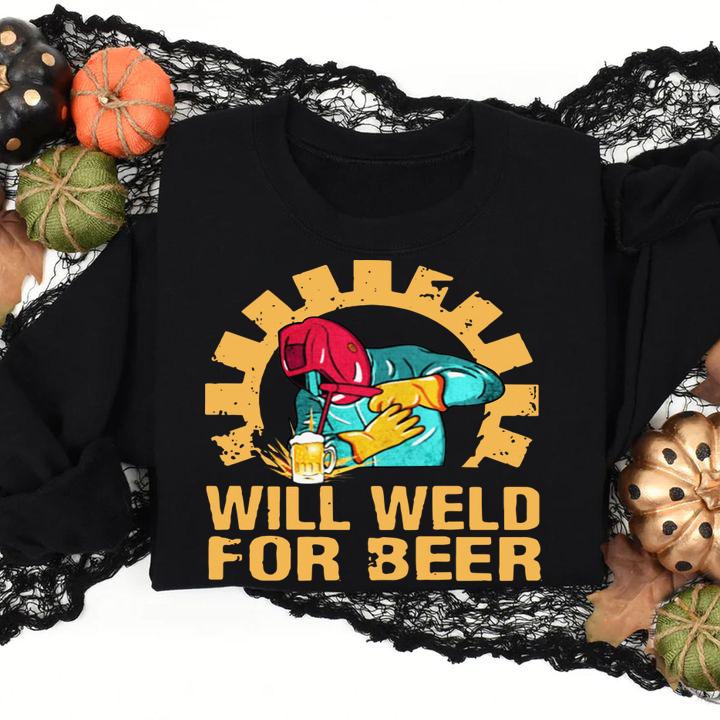 Official Will Weld For Beer Welder t-shirt