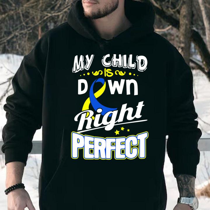Down Syndrome Awareness My child is down right perfect t-shirt