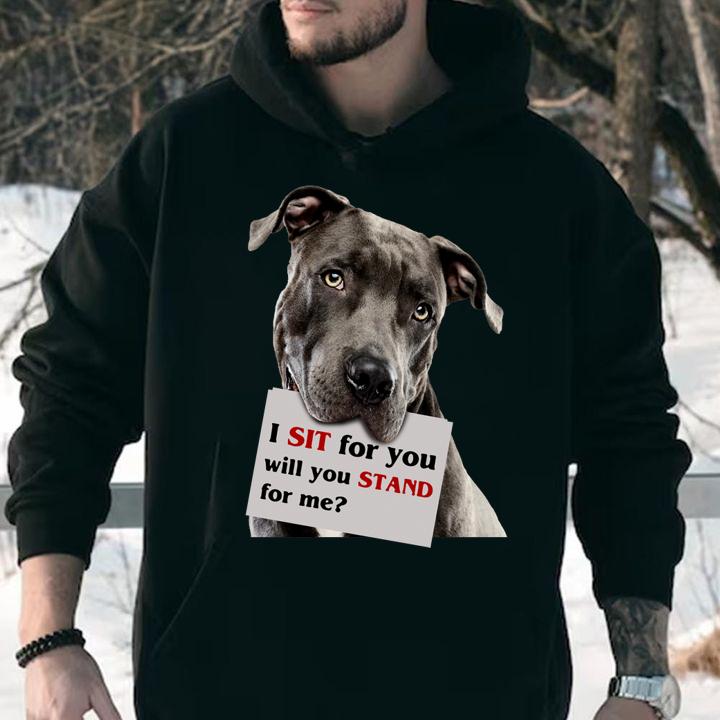 I Sit For You Will You Stand For Me Pitbull Dog Lovers t-shirt