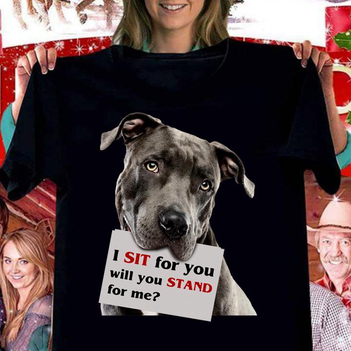 I Sit For You Will You Stand For Me Pitbull Dog Lovers t-shirt