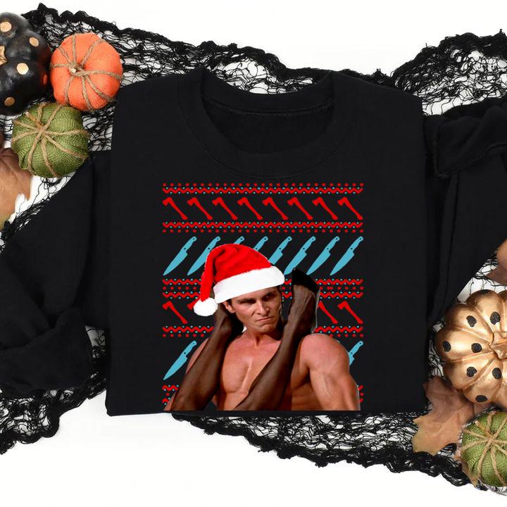Patrick Bateman American Psycho ugly Christmas sweater t-shirt