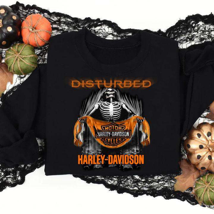 Skeleton Disturbed Harley Davidson t-shirt