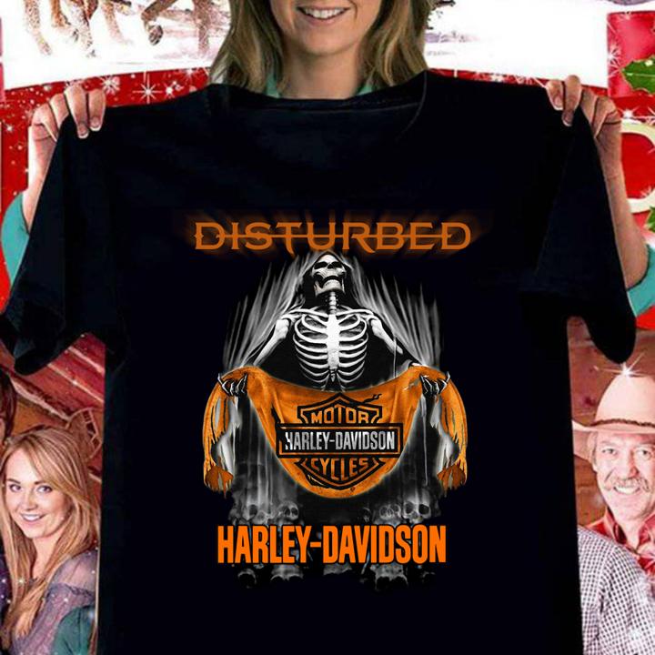 Skeleton Disturbed Harley Davidson t-shirt