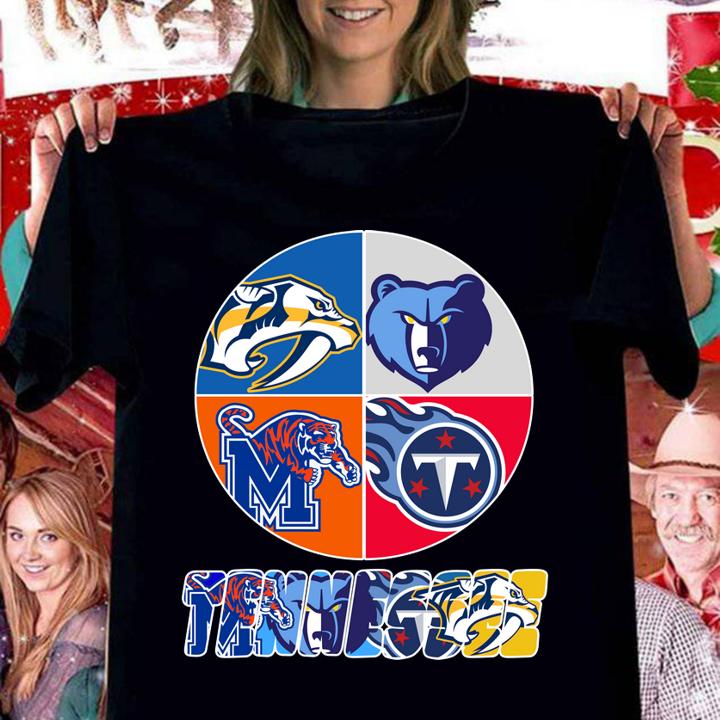 Tennessee Nashville Predators Memphis Tigers Memphis Grizzlies And Tennessee Titans Logo t-shirt