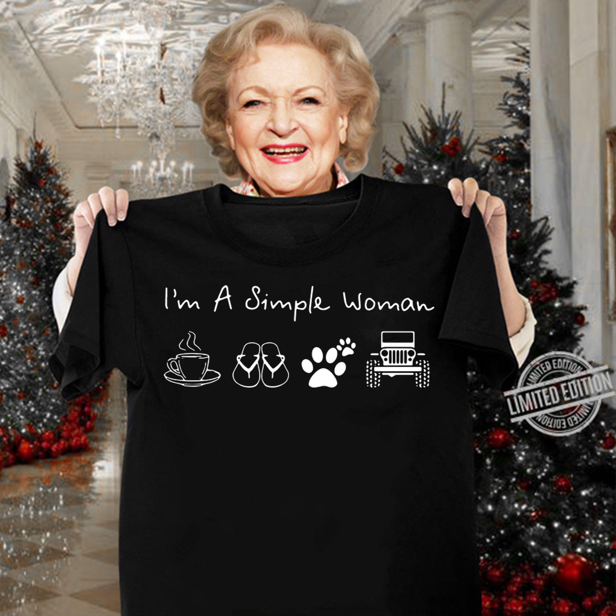 I'm a simple woman coffee flip flop dog paw jeep t-shirt woman shirt