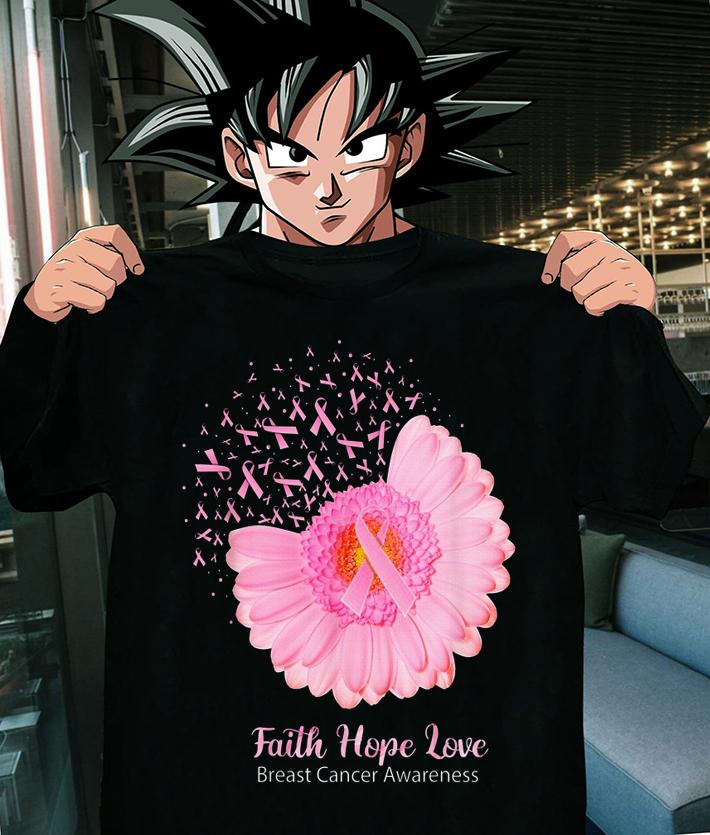 Pretty Faith Hope Love Breast Cancer Awareness Pink Daisy Flower t-shirt