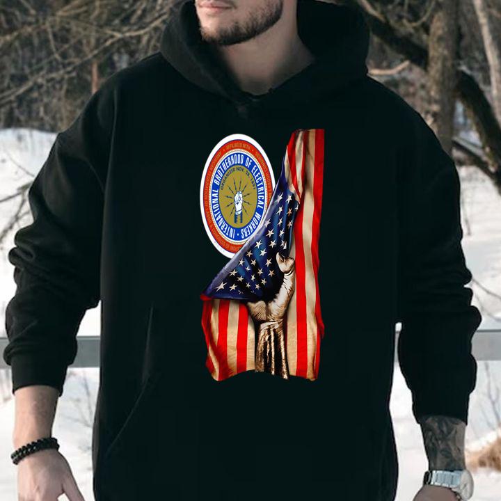 American Flag International Brotherhood Of Electrical Workers t-shirt