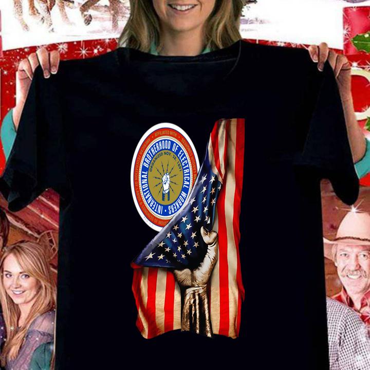 American Flag International Brotherhood Of Electrical Workers t-shirt
