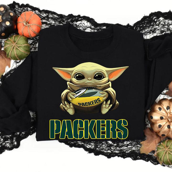Football Baby Yoda And Green Bay Packers t-shirt