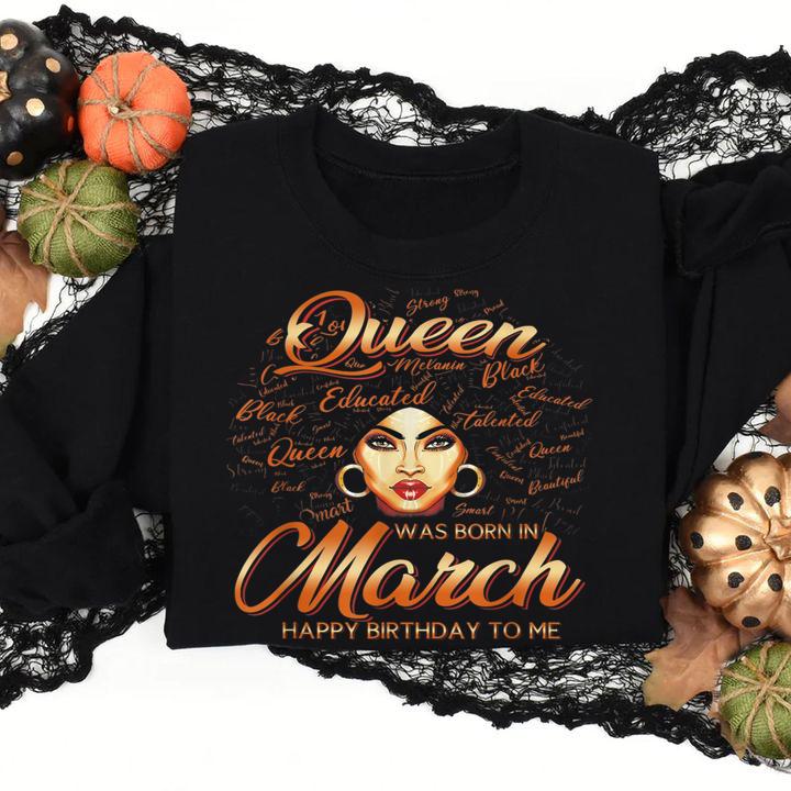 Pisces Girls Black Queen Was Born In March t-shirt