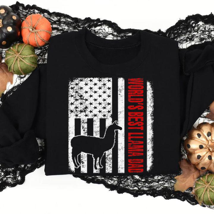 World Best Llama DAmerican Flag t-shirt