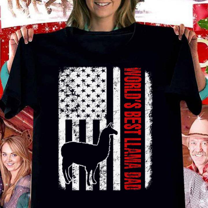 World Best Llama DAmerican Flag t-shirt